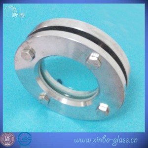 clear flanged stainless steel round glass plate